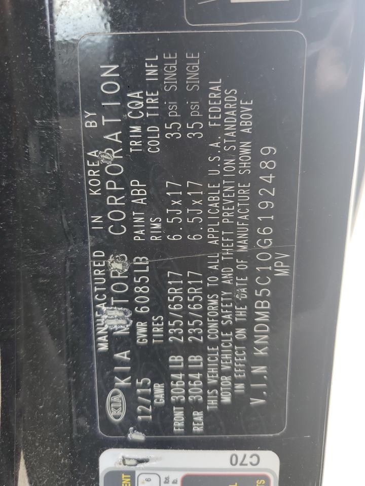2016 Kia Sedona Lx VIN: KNDMB5C10G6192489 Lot: 57021035