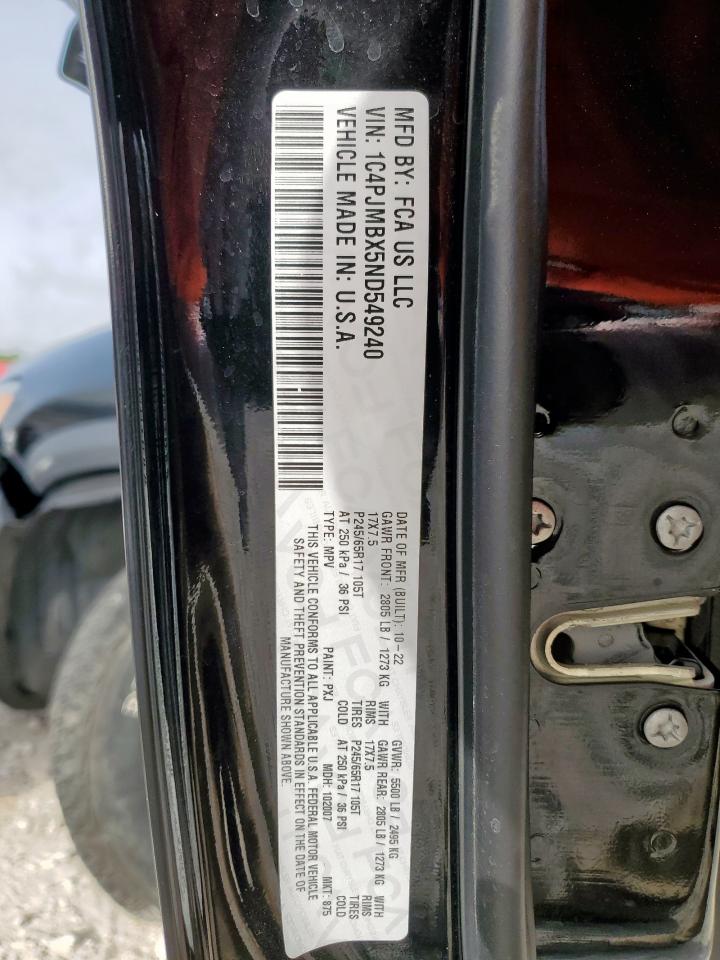 2022 Jeep Cherokee Trailhawk VIN: 1C4PJMBX5ND549240 Lot: 56743785