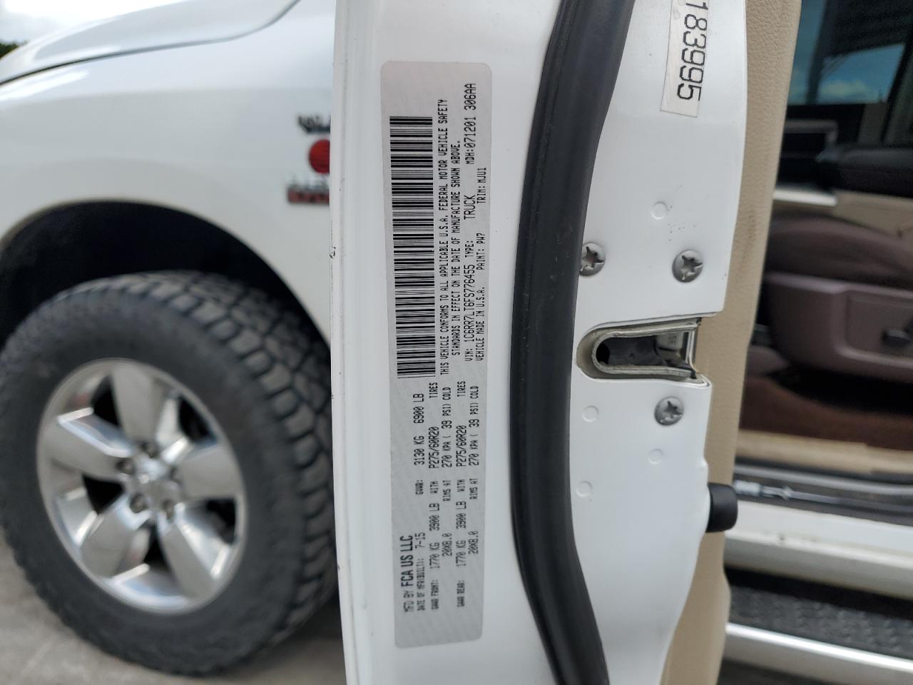 2015 Ram 1500 Slt VIN: 1C6RR7LT6FS776455 Lot: 56926475