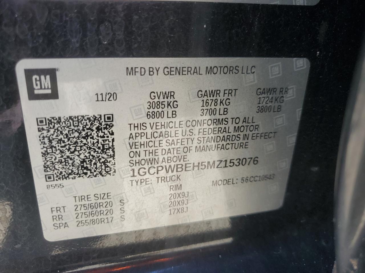 2021 Chevrolet Silverado C1500 Custom VIN: 1GCPWBEH5MZ153076 Lot: 57417225
