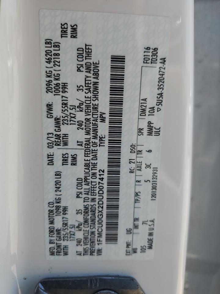 2013 Ford Escape Se VIN: 1FMCU0GX2DUD07412 Lot: 56946225