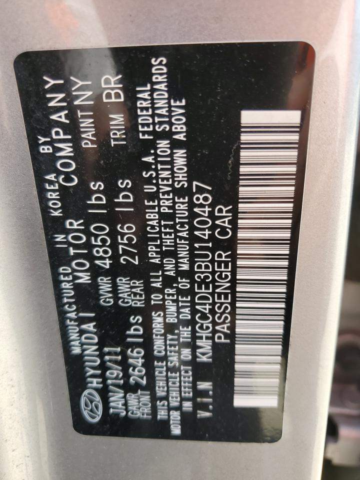 2011 Hyundai Genesis 3.8L VIN: KMHGC4DE3BU140487 Lot: 57120205