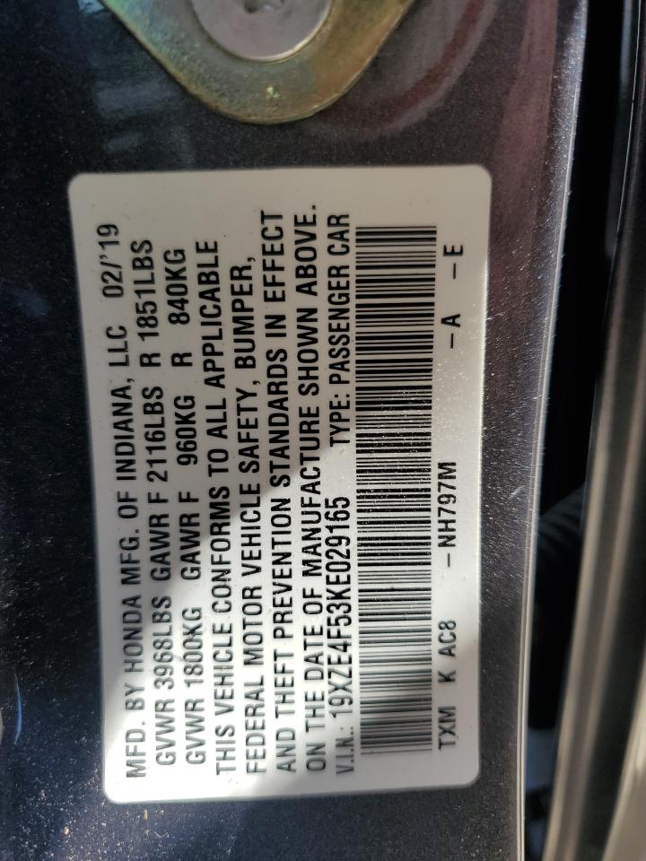 2019 Honda Insight Ex VIN: 19XZE4F53KE029165 Lot: 57656765