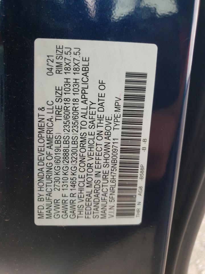 2022 Honda Odyssey Exl VIN: 5FNRL6H75NB009711 Lot: 57771105