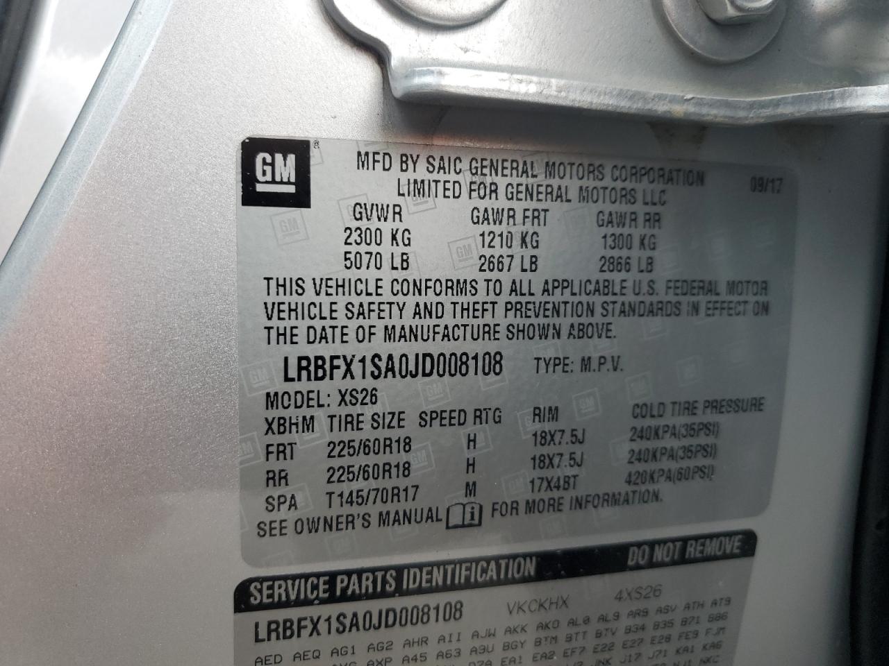 2018 Buick Envision Essence VIN: LRBFX1SA0JD008108 Lot: 55391515