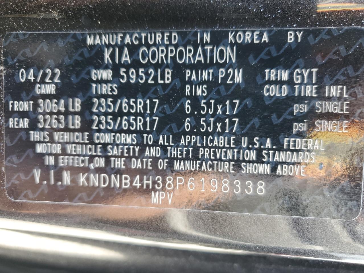 2023 Kia Carnival Lx VIN: KNDNB4H38P6198338 Lot: 56944875