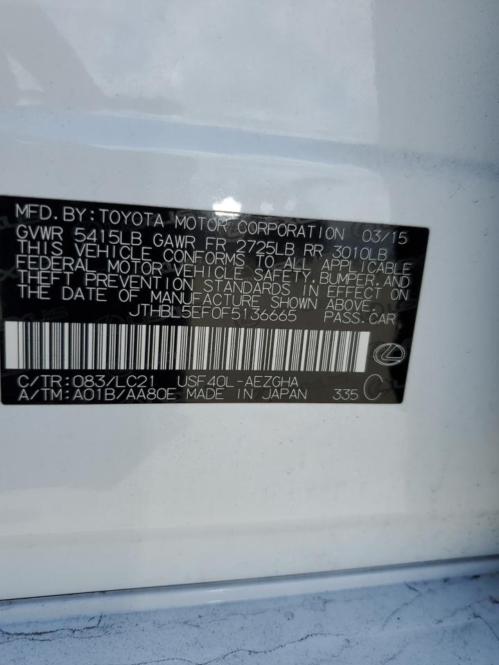 2015 Lexus Ls 460 VIN: JTHBL5EF0F5136665 Lot: 56854765