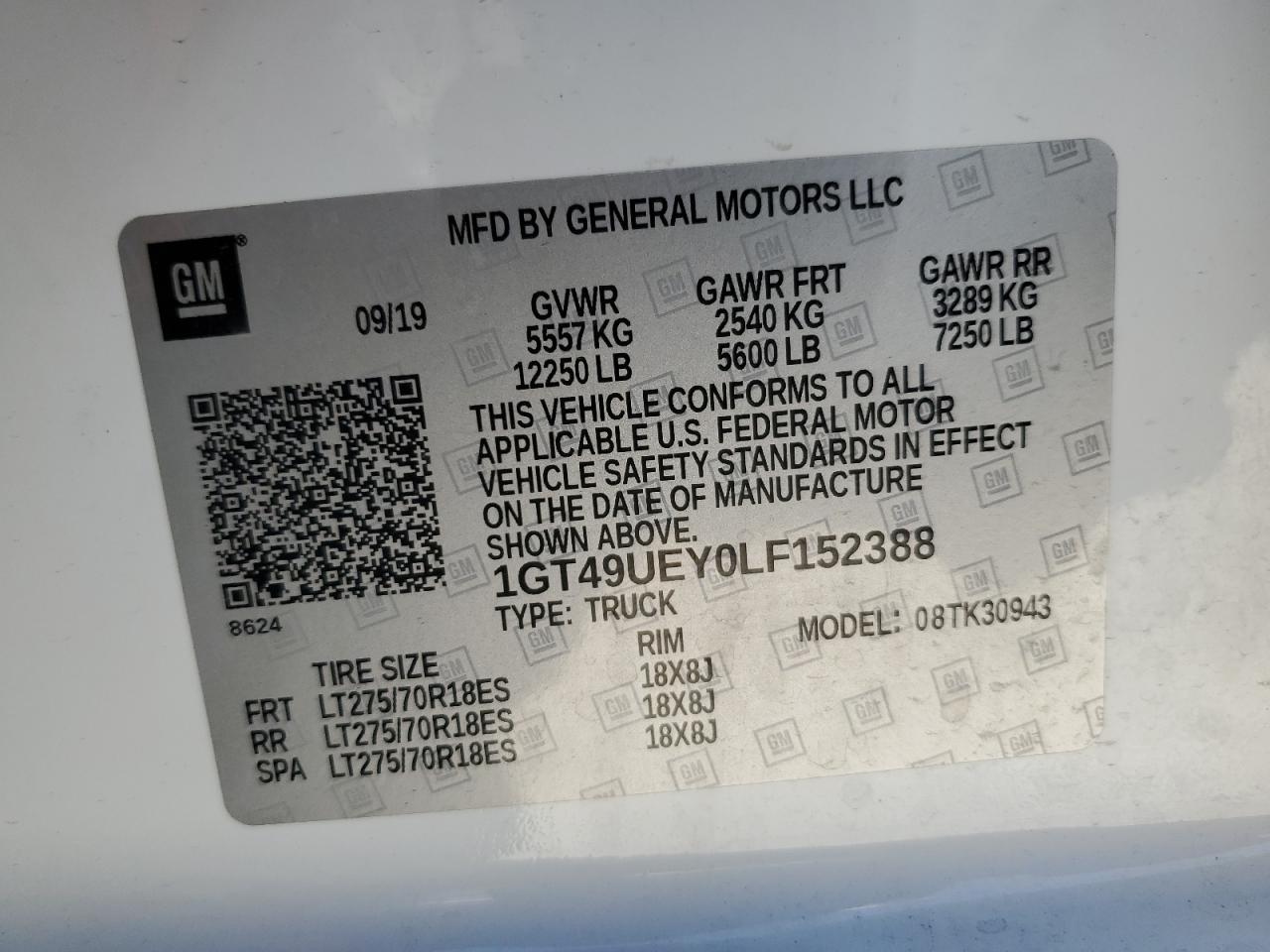 2020 GMC Sierra K3500 Slt VIN: 1GT49UEY0LF152388 Lot: 58330895