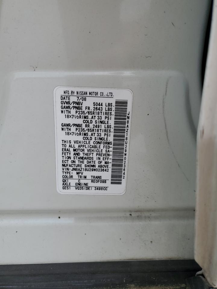 2009 Nissan Murano S VIN: JN8AZ18U29W023642 Lot: 56943475
