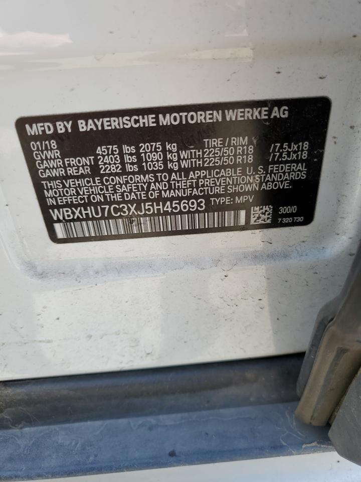 2018 BMW X1 Sdrive28I VIN: WBXHU7C3XJ5H45693 Lot: 57506305