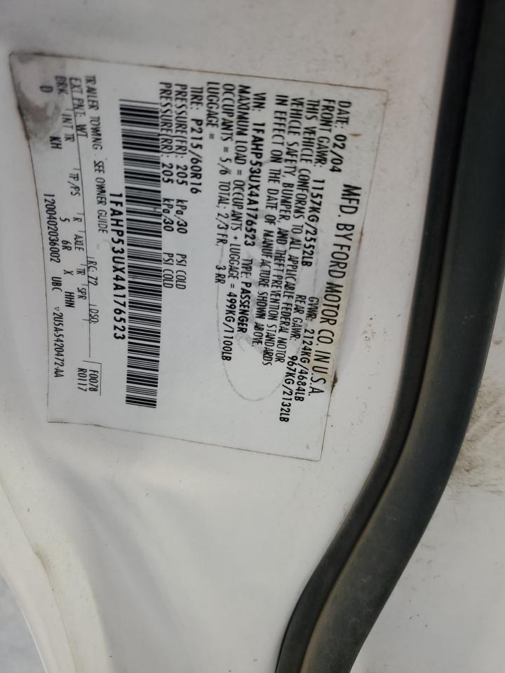 2004 Ford Taurus Se VIN: 1FAHP53UX4A176523 Lot: 57287375