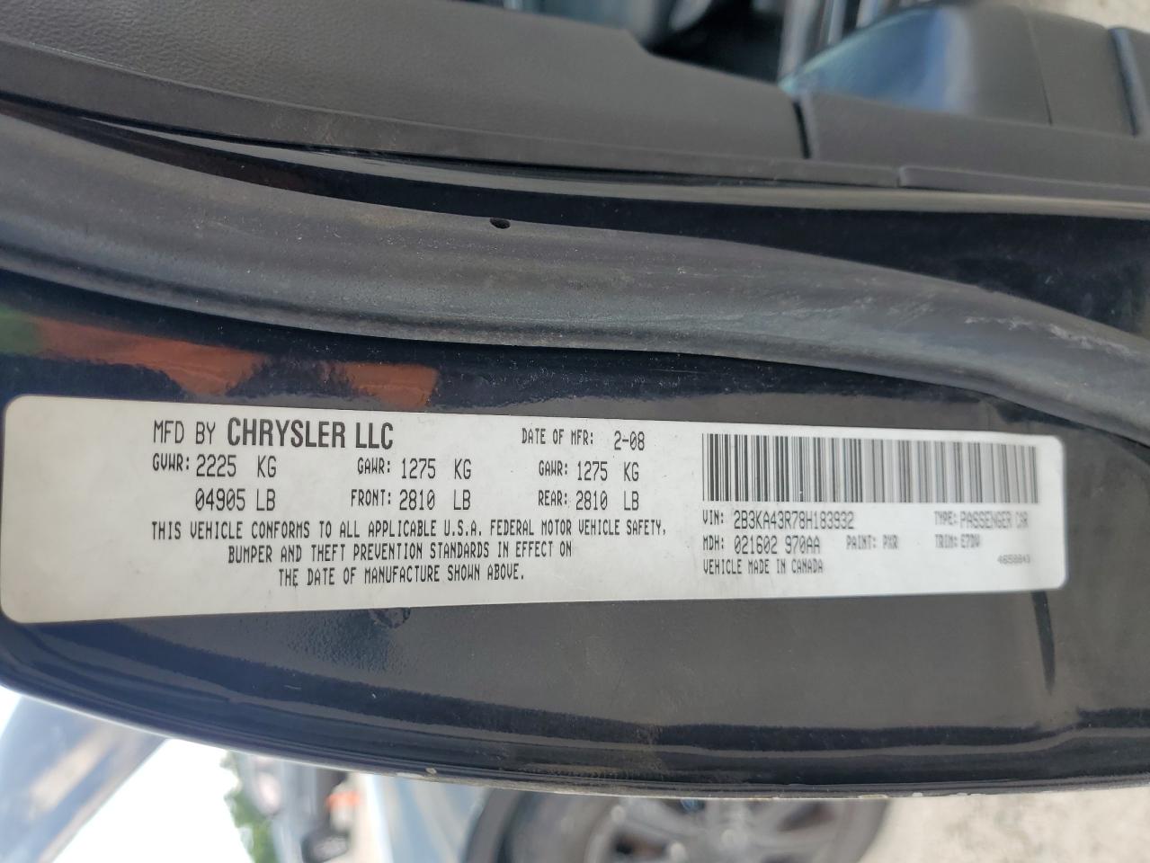 2008 Dodge Charger VIN: 2B3KA43R78H183932 Lot: 56302915