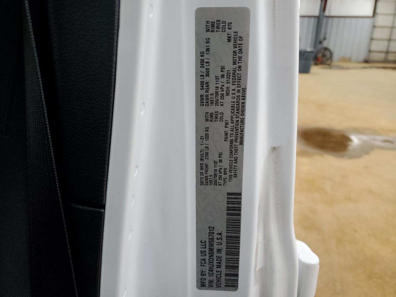 2021 Jeep Wrangler Unlimited Sport VIN: 1C4HJXDN6MW667012 Lot: 56915715