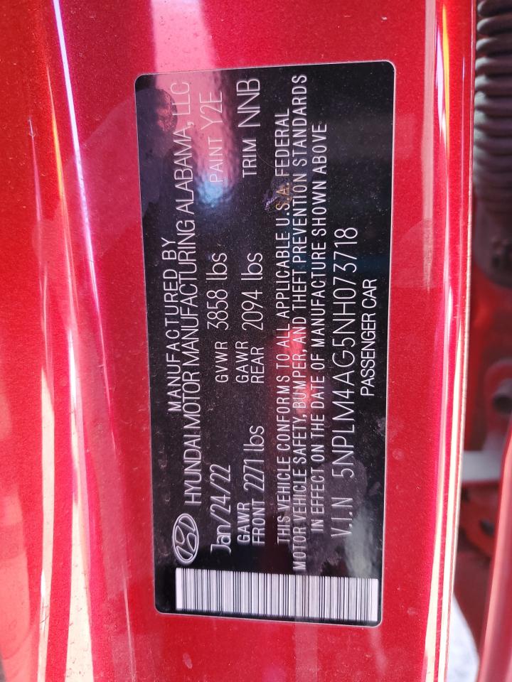2022 Hyundai Elantra Sel VIN: 5NPLM4AG5NH073718 Lot: 56366365