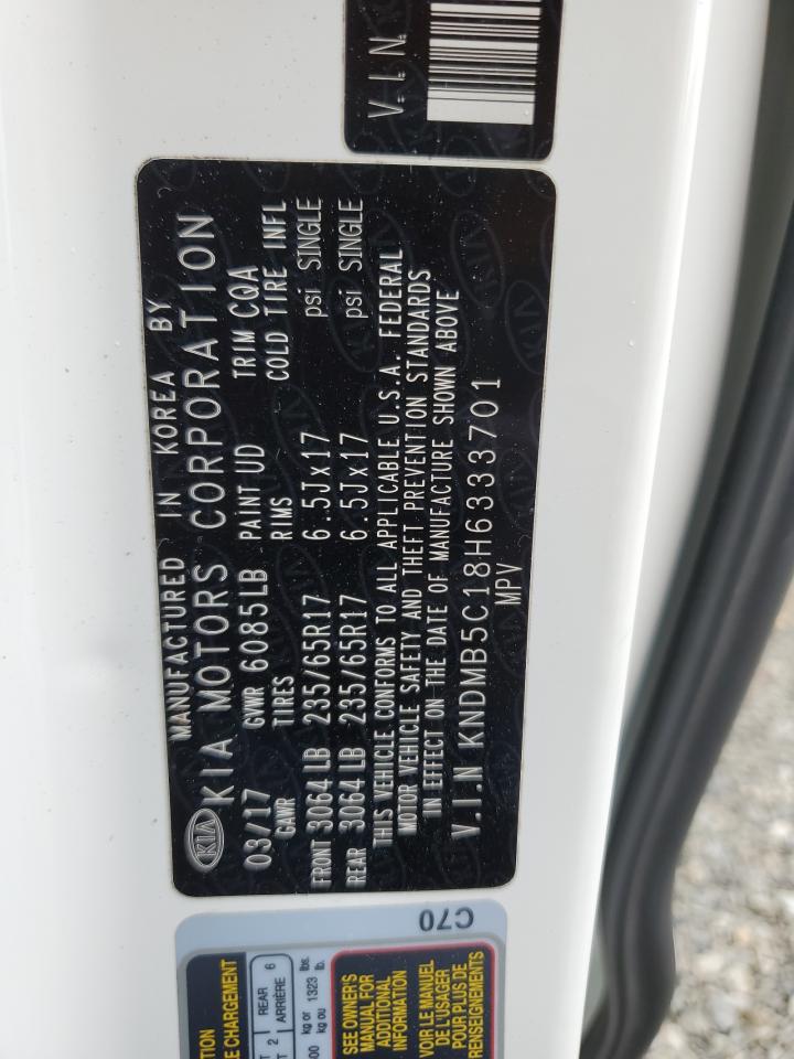 2017 Kia Sedona Lx VIN: KNDMB5C18H6333701 Lot: 56769045
