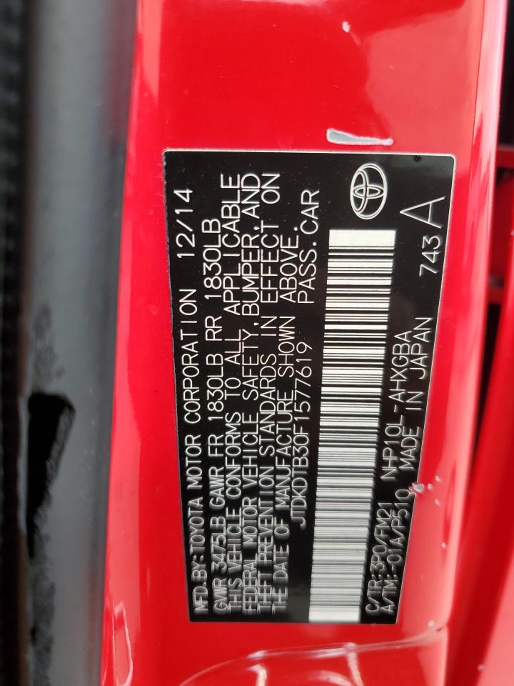 2015 Toyota Prius C VIN: JTDKDTB30F1577619 Lot: 56998465