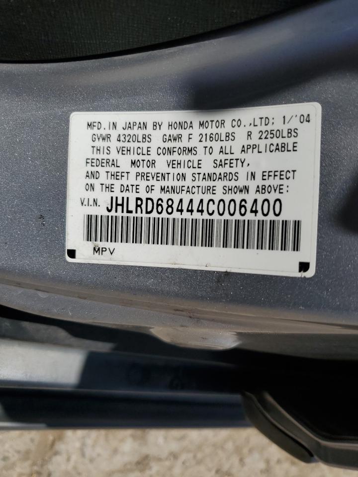 2004 Honda Cr-V Lx VIN: JHLRD68444C006400 Lot: 58841105