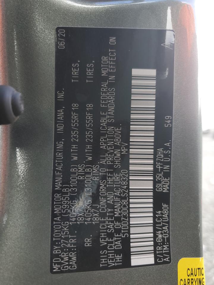2020 Toyota Sienna Xle VIN: 5TDDZ3DC8LS248320 Lot: 56599615