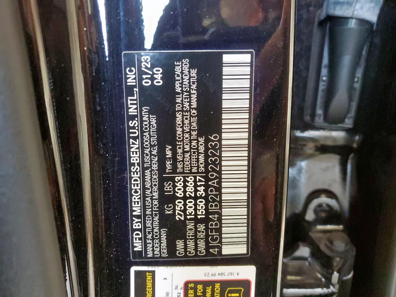 2023 Mercedes-Benz Gle 350 VIN: 4JGFB4JB2PA923236 Lot: 56985965