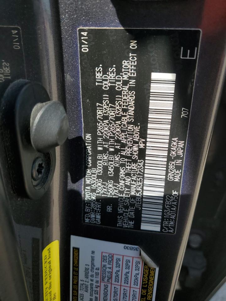 2014 Toyota 4Runner Sr5 VIN: JTEBU5JR3E5172343 Lot: 56673805