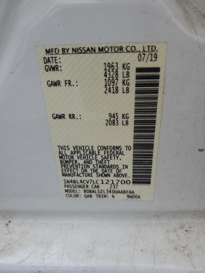 2020 Nissan Altima Sr VIN: 1N4BL4CV7LC121700 Lot: 57428745