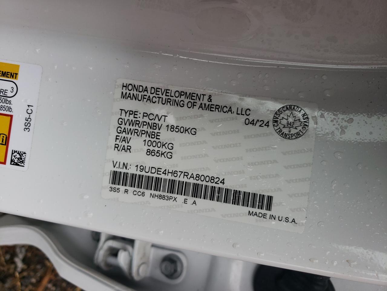 2024 Acura Integra A-Spec Tech VIN: 19UDE4H67RA800824 Lot: 54133465