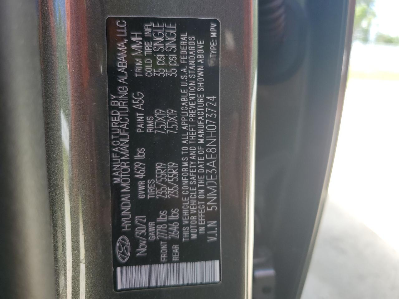 2022 Hyundai Tucson Limited VIN: 5NMJE3AE8NH073724 Lot: 56829275