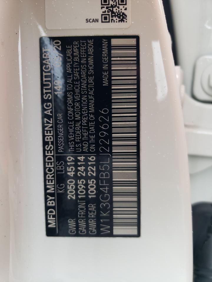 2020 Mercedes-Benz A 220 4Matic VIN: W1K3G4FB5LJ229626 Lot: 57955735