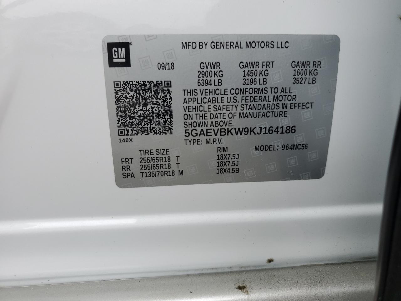 2019 Buick Enclave Premium VIN: 5GAEVBKW9KJ164186 Lot: 57057895