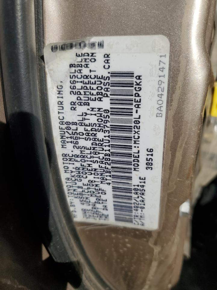2001 Toyota Avalon Xl VIN: 4T1BF28B11U137950 Lot: 58764115