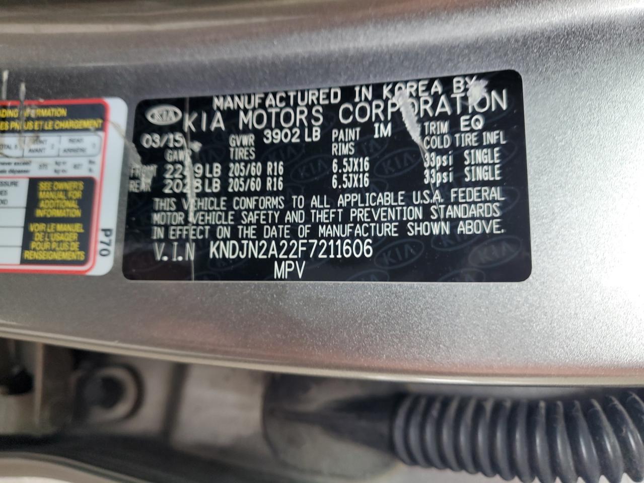 2015 Kia Soul VIN: KNDJN2A22F7211606 Lot: 56953025