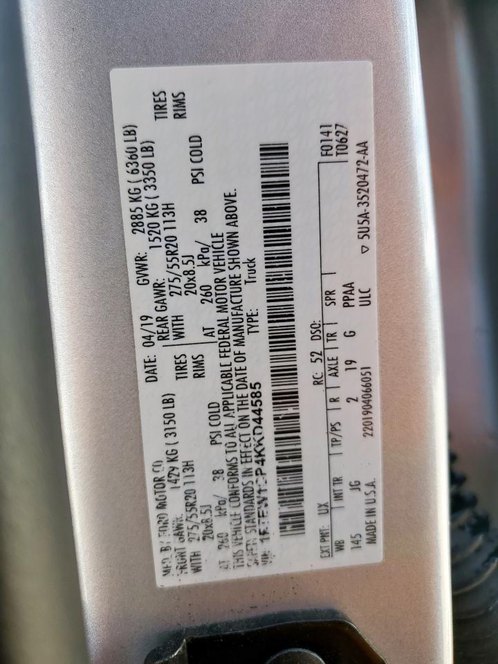 2019 Ford F150 Supercrew VIN: 1FTEW1CP4KKD44585 Lot: 56405695