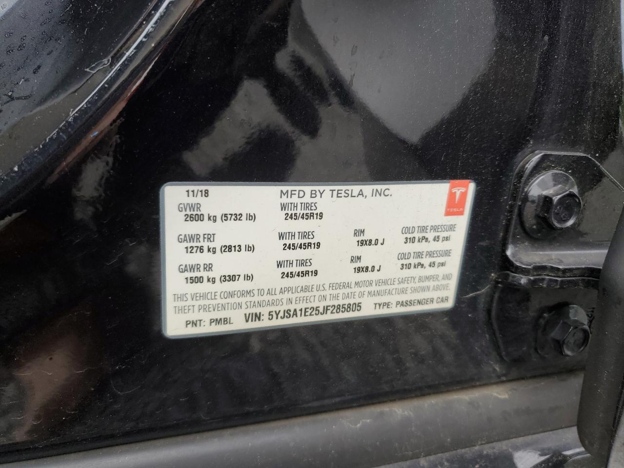 2018 Tesla Model S VIN: 5YJSA1E25JF285805 Lot: 56835115