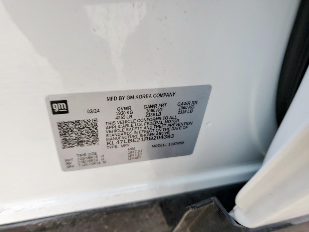 2024 Buick Envista Sport Touring VIN: KL47LBE21RB204393 Lot: 55357575