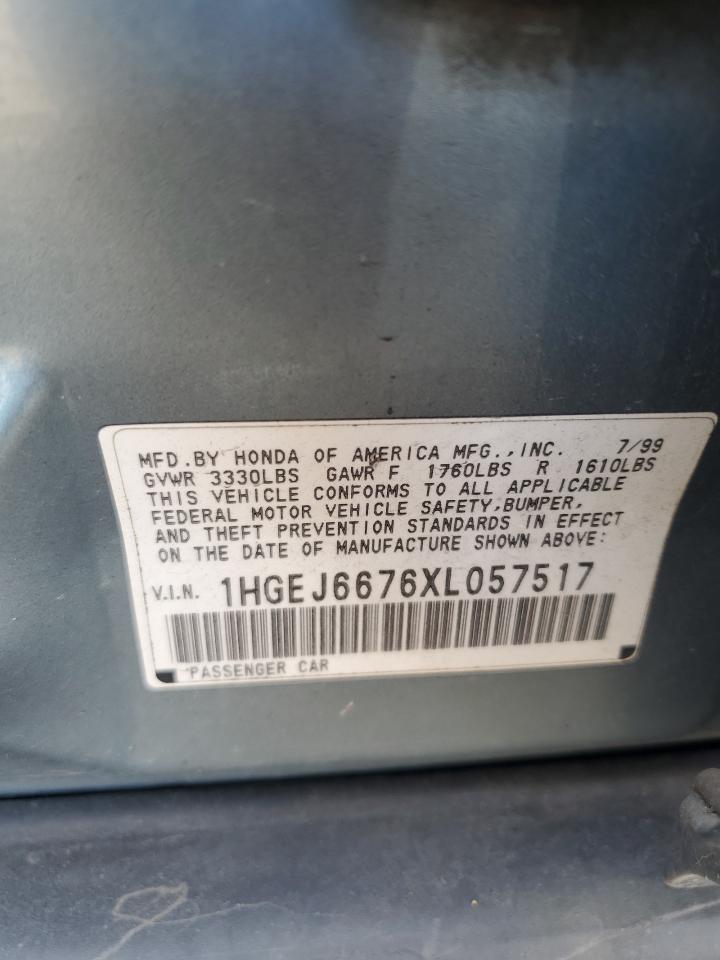 1999 Honda Civic Lx VIN: 1HGEJ6676XL057517 Lot: 56634945