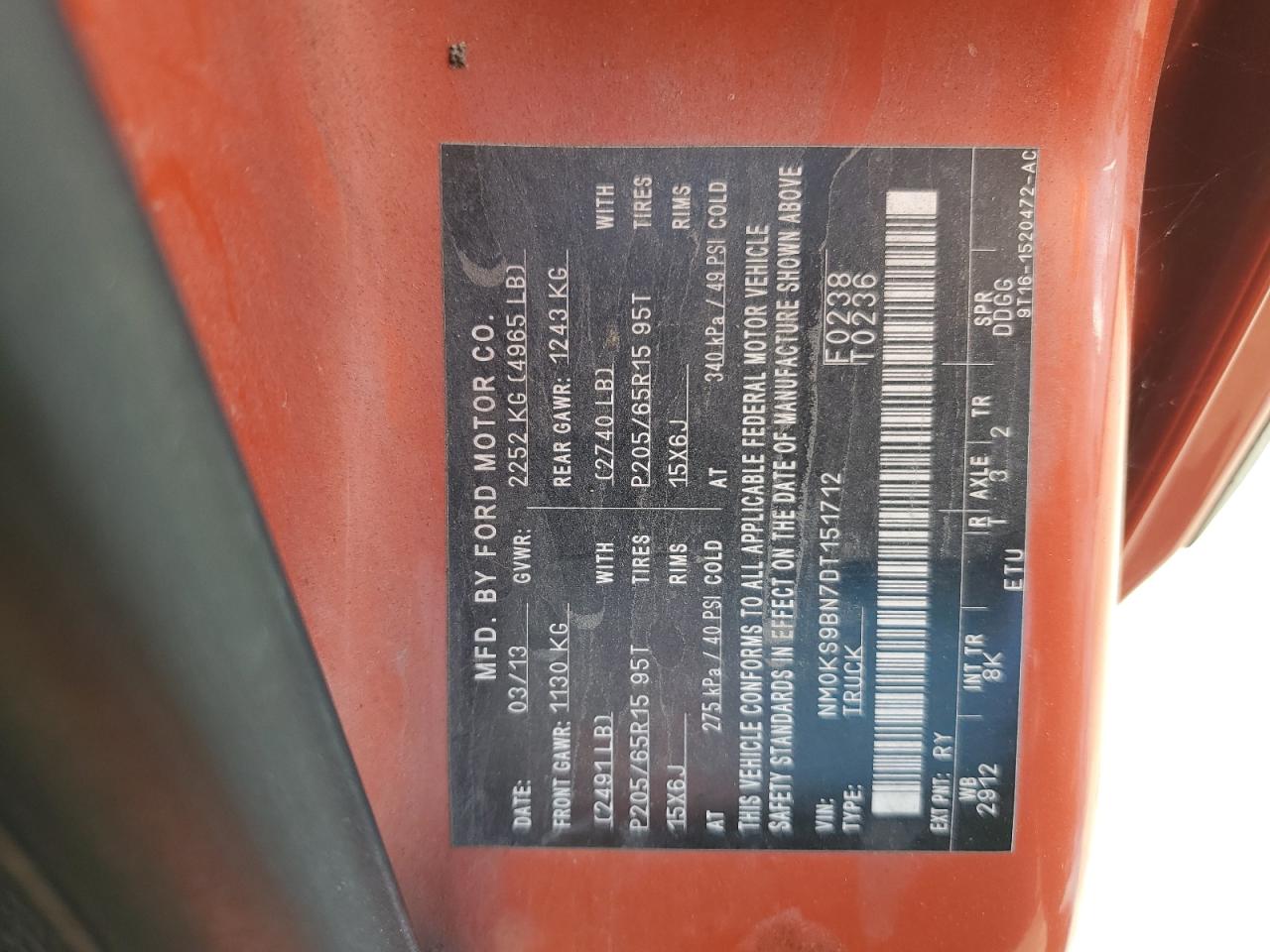 2013 Ford Transit Connect Xlt VIN: NM0KS9BN7DT151712 Lot: 56149825