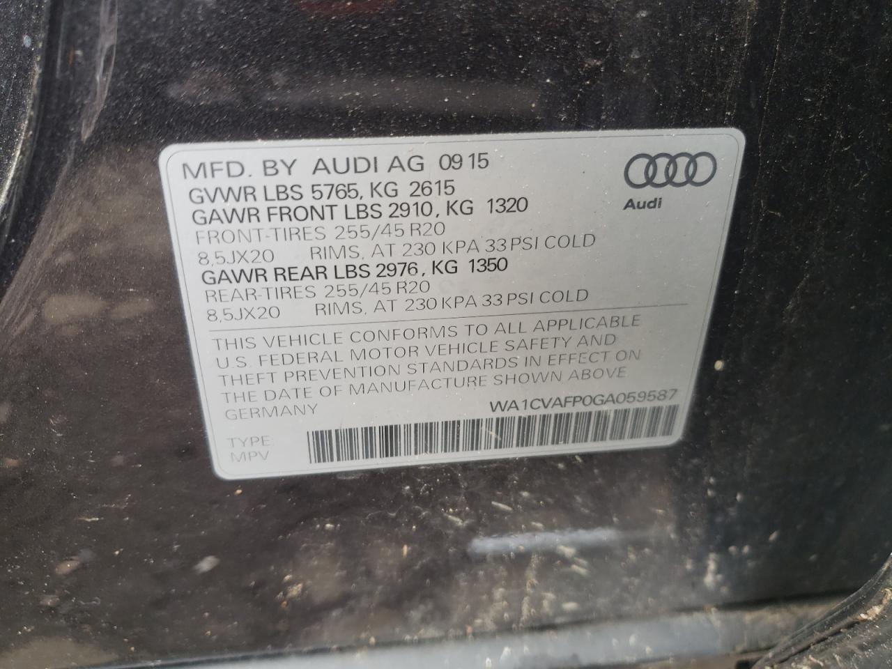 2016 Audi Q5 Tdi Premium Plus VIN: WA1CVAFP0GA059587 Lot: 56533385