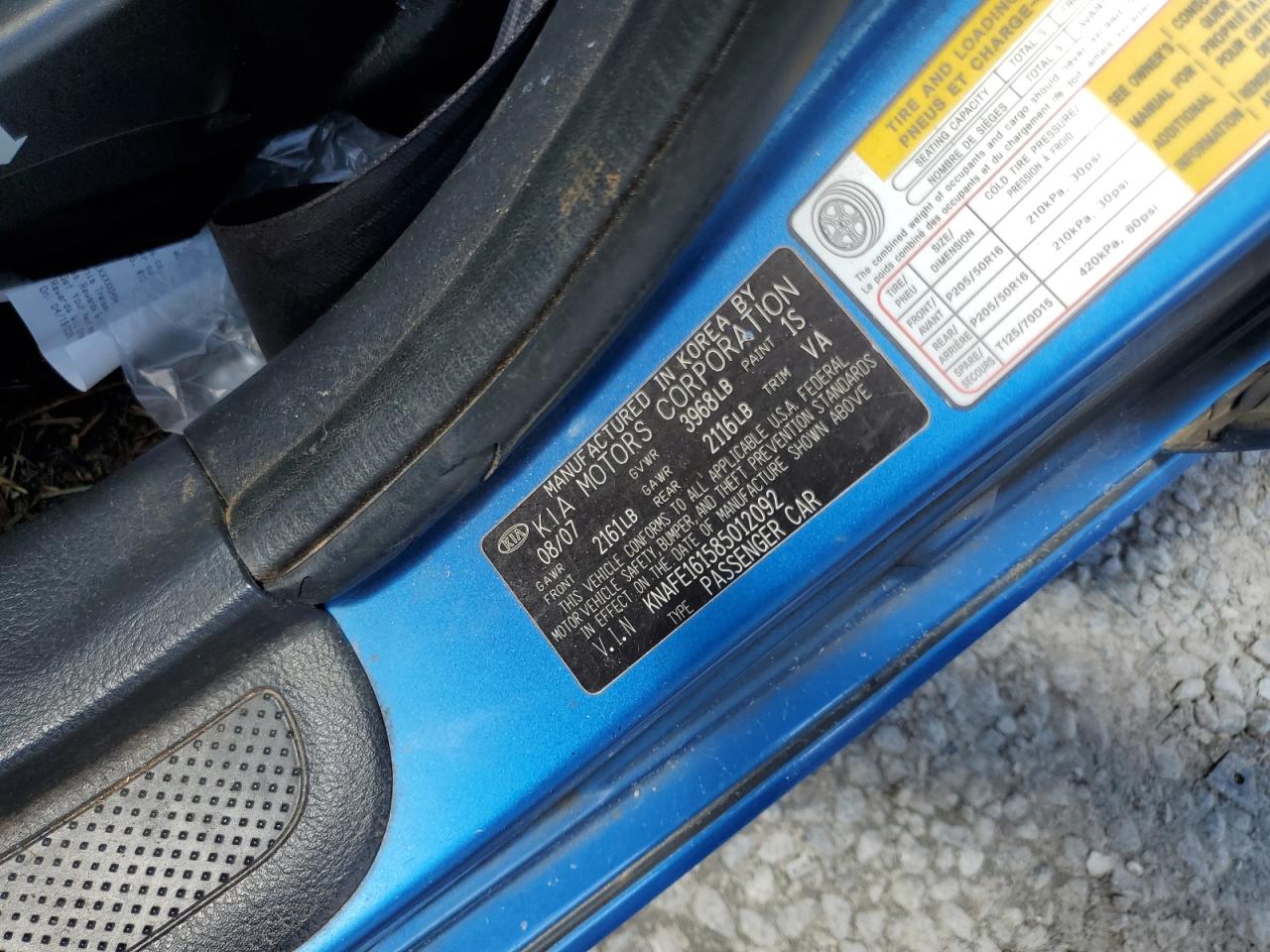 2008 Kia Spectra5 5 Sx VIN: KNAFE161585012092 Lot: 56861125