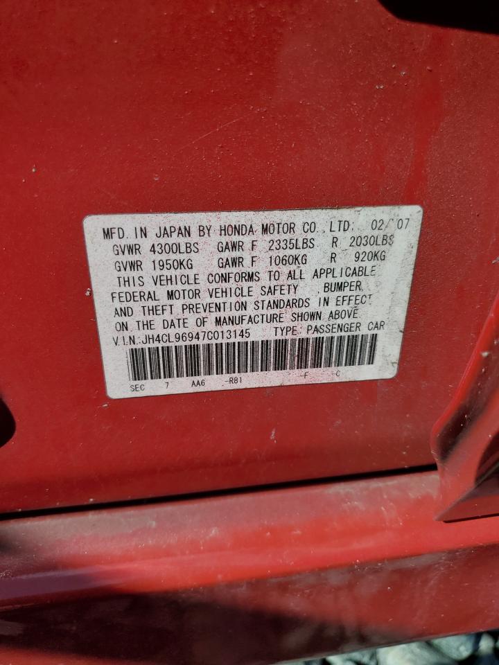 2007 Acura Tsx VIN: JH4CL96947C013145 Lot: 56888725