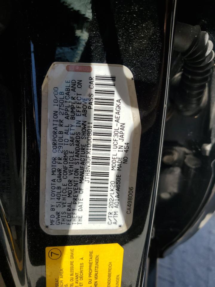 2001 Lexus Ls 430 VIN: JTHBN30FX10008011 Lot: 57585145