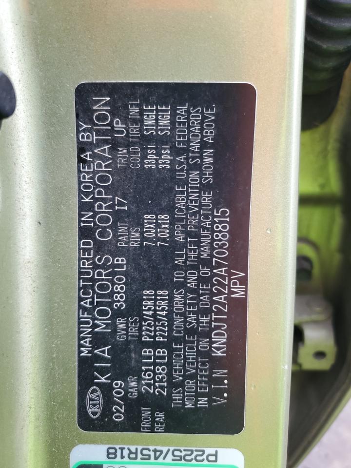 2010 Kia Soul + VIN: KNDJT2A22A7038815 Lot: 56686575