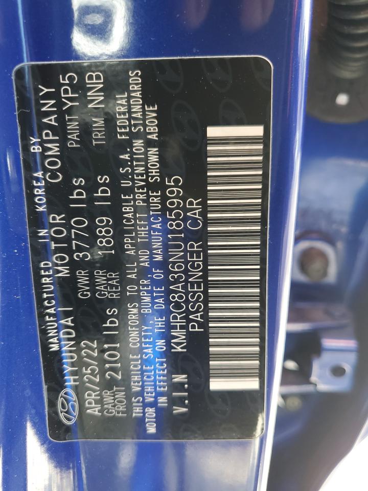 2022 Hyundai Venue Sel VIN: KMHRC8A36NU185995 Lot: 55934315