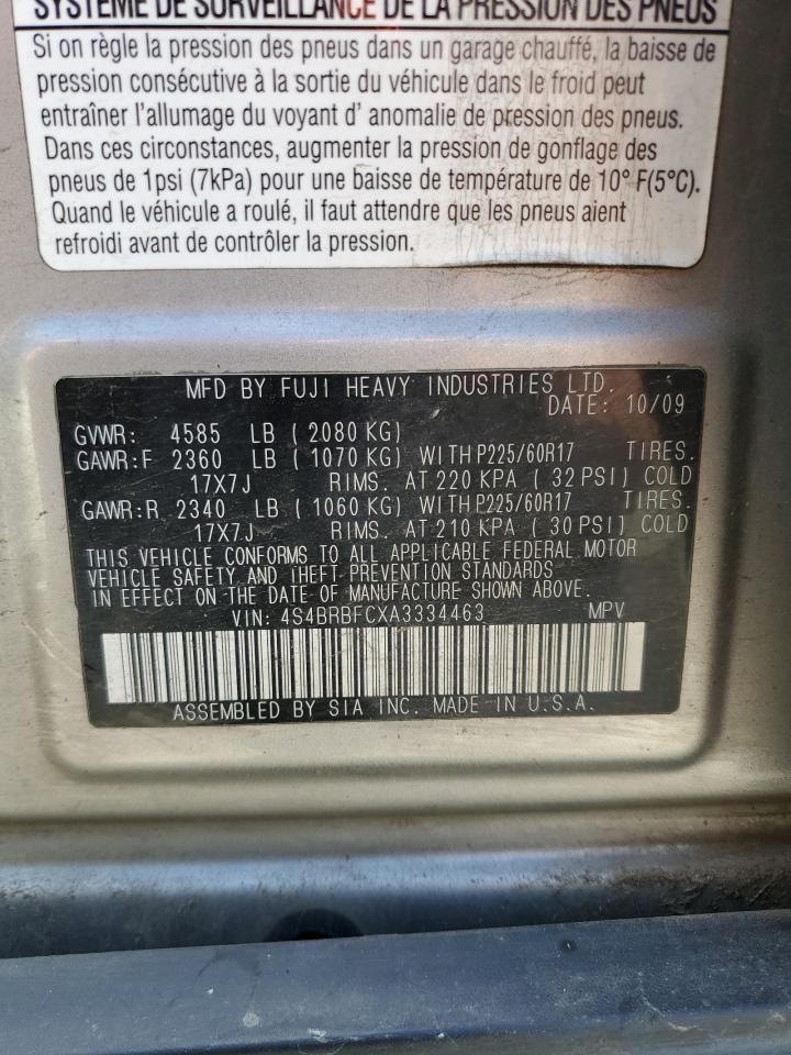 2010 Subaru Outback 2.5I Premium VIN: 4S4BRBFCXA3334463 Lot: 56158935