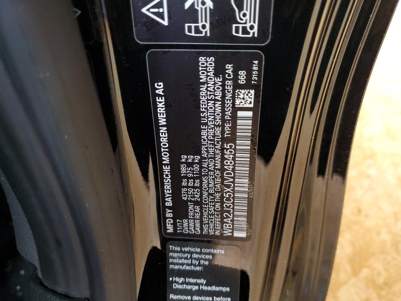 2018 BMW 230Xi VIN: WBA2J3C5XJVD48455 Lot: 58833125