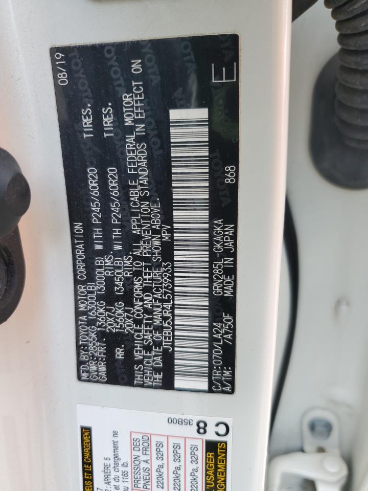 2020 Toyota 4Runner Sr5/Sr5 Premium VIN: JTEBU5JR4L5739933 Lot: 58227535