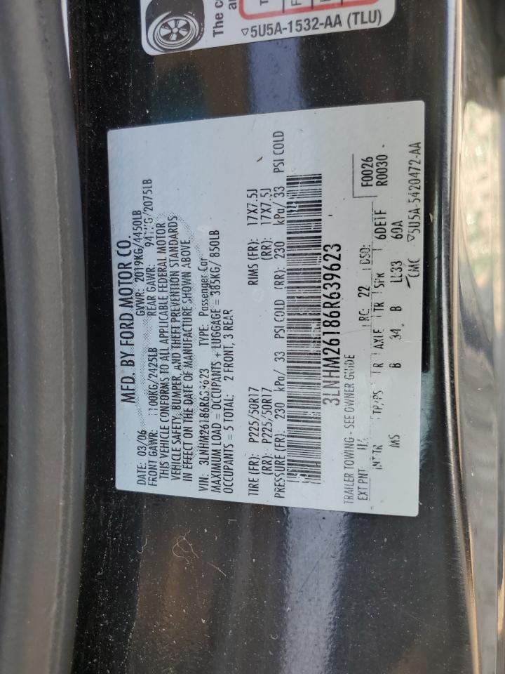 2006 Lincoln Zephyr VIN: 3LNHM26186R639623 Lot: 57073795