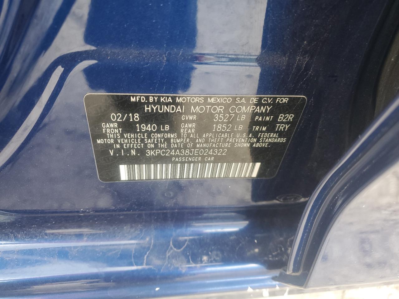 2018 Hyundai Accent Se VIN: 3KPC24A38JE024322 Lot: 56399135
