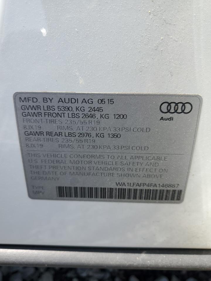 2015 Audi Q5 Premium Plus VIN: WA1LFAFP4FA146887 Lot: 57080865