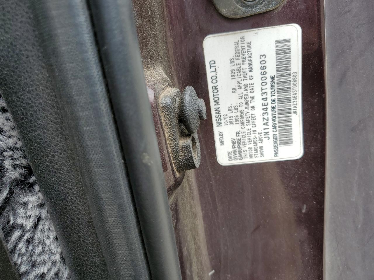 2003 Nissan 350Z Coupe VIN: JN1AZ34E43T006603 Lot: 57073495