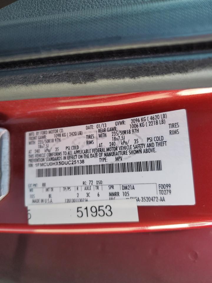 2013 Ford Escape Sel VIN: 1FMCU0HX5DUC25138 Lot: 57161885